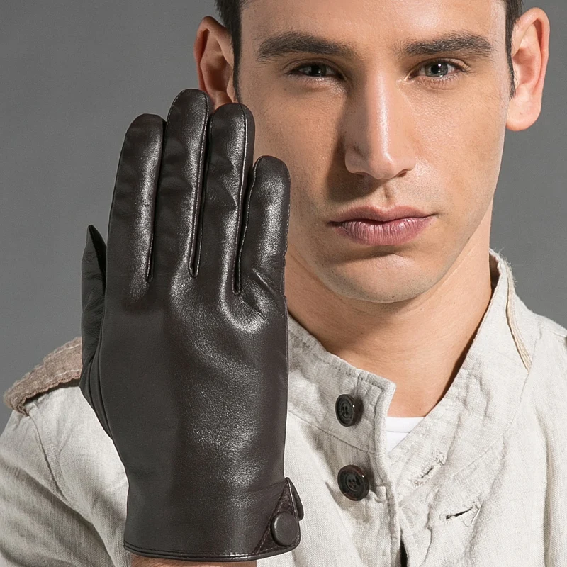 Gours перчатки зимние новые мужские перчатки из натуральной кожи перчатки из козьей кожи на кнопках черные бархатные теплые модные перчатки для вождения GSM007