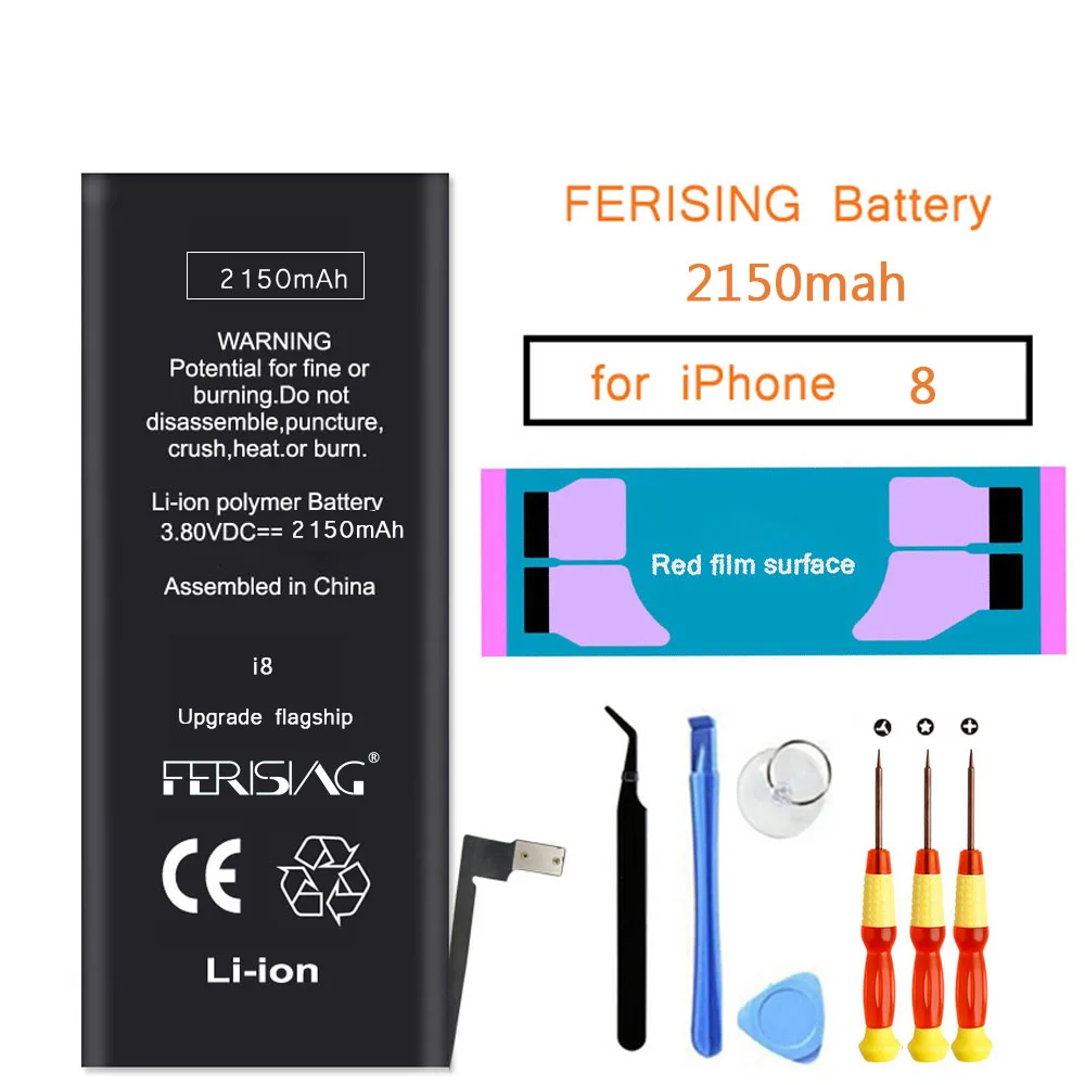 For iPhone 8 Battery FERISING 2019 100% Capacity ATL Cell Phone Repair bateria Replacement Batteries For iphone8 