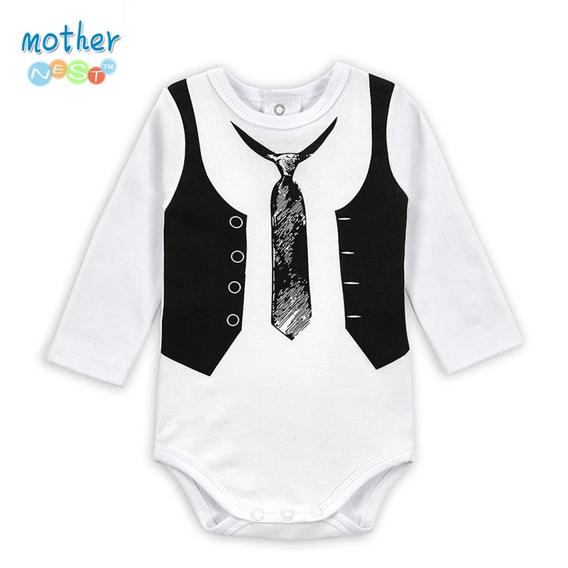 2PCS / LOT Джентльмен с длинным рукавом Мальчика Bodysuits мальчиков Одежда для девочек