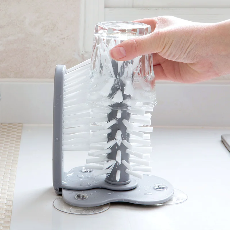 Buy Suction wall lazy cup brush glass cleaning brush