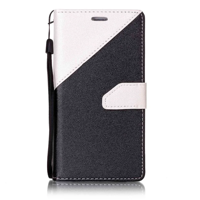 

For Samsung Galaxy S6 Edge Leather Case Double Color Stitching Black White Flip Case For Samsung Galaxy S6Edge S6 Edge Cover