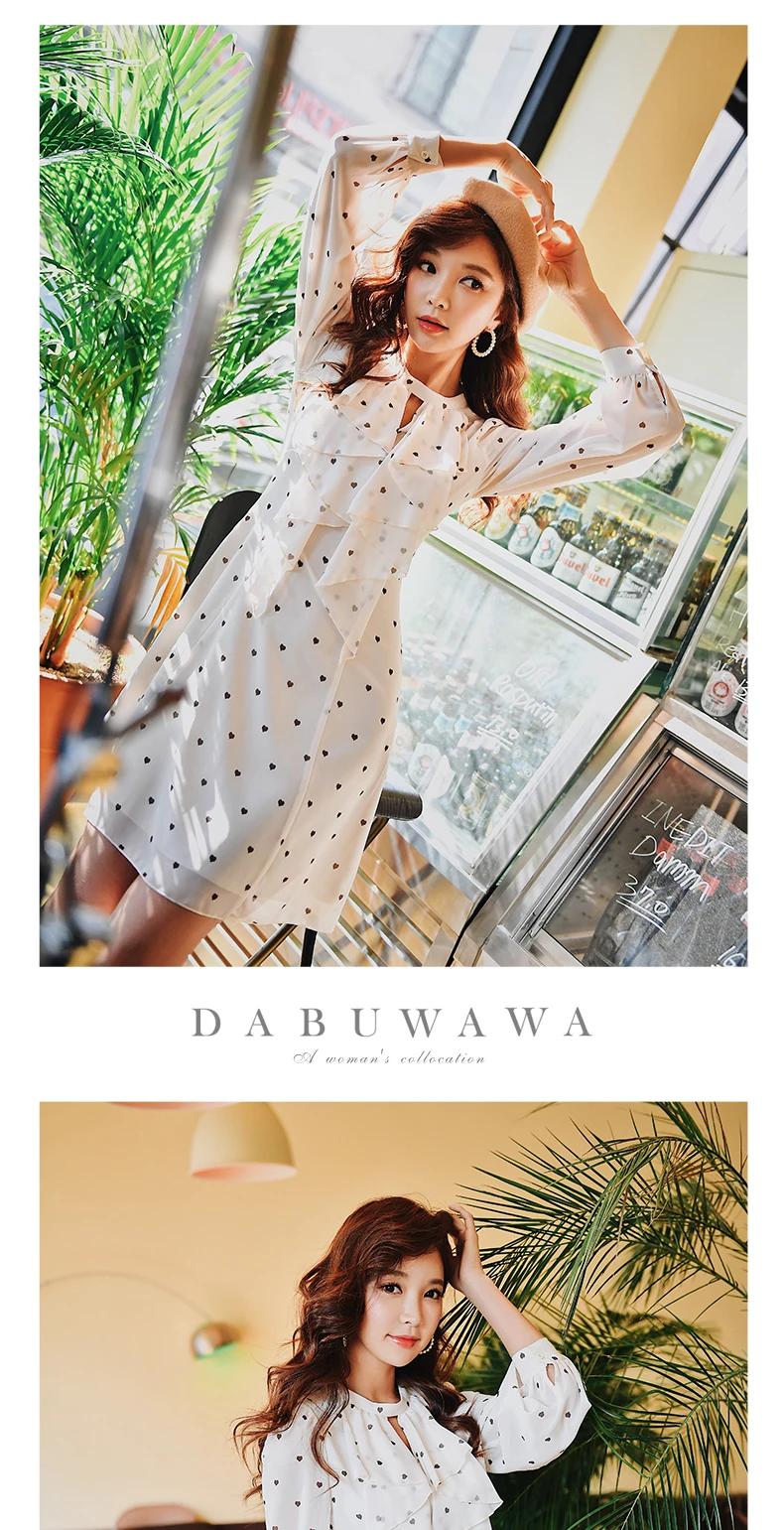 Dabuwawa весенние шифоновые платья в горошек с оборками для девушек и женщин Новое ТРАПЕЦИЕВИДНОЕ длинное милое элегантное платье миди в стиле бохо DN1ADR021