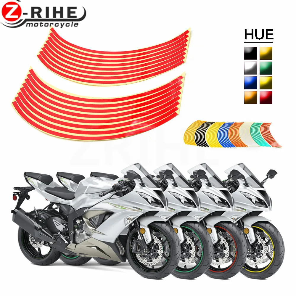 for 16 Strips Bike Car Motorcycle Wheel Tire Rim Stickers And Decals Decoration Stickers for yamaha honda kawasaki ktm bmw suzuk