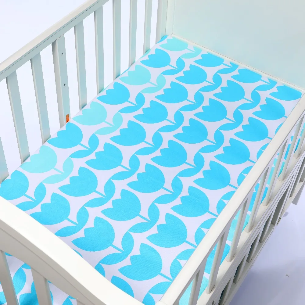 Harga 100% Katun Bayi Lembar Pas Kartun Crib Kasur Pelindung Bayi Tempat Tidur Lembar untuk Tempat Tidur Ukuran 130*70 Cm