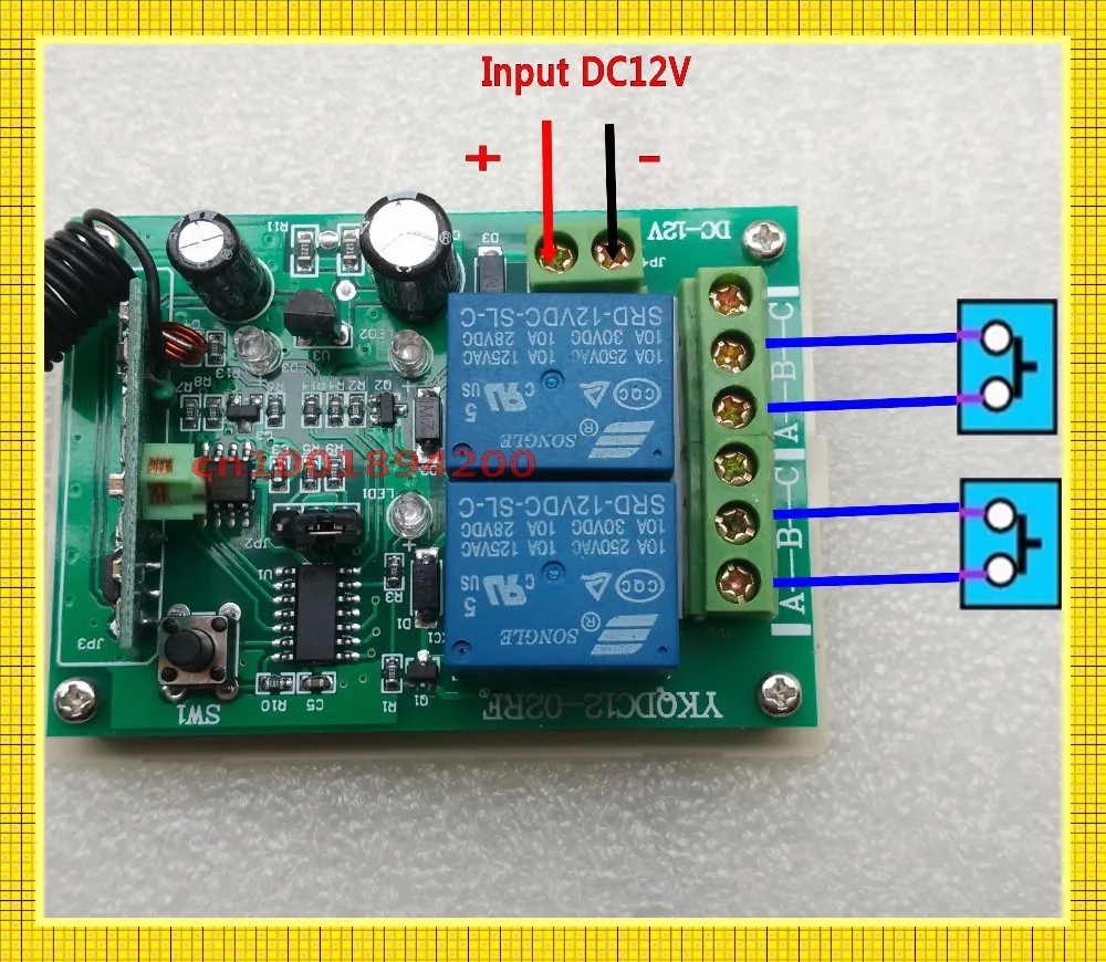 Дистанционное управление переключатели 12 В DC 2CH реле рч приемник дальний передатчик 300-3000 м обучение мгновенное переключение с защелкой 315/433