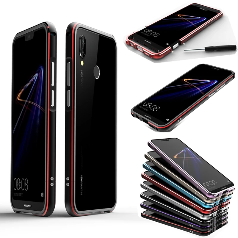 

Luxury Shockproof Bumper Case for Huawei P20 Lite Aluminum Metal Frame For Huawei Nova 3e Phone Cases for Huawe P20 Lite Cover