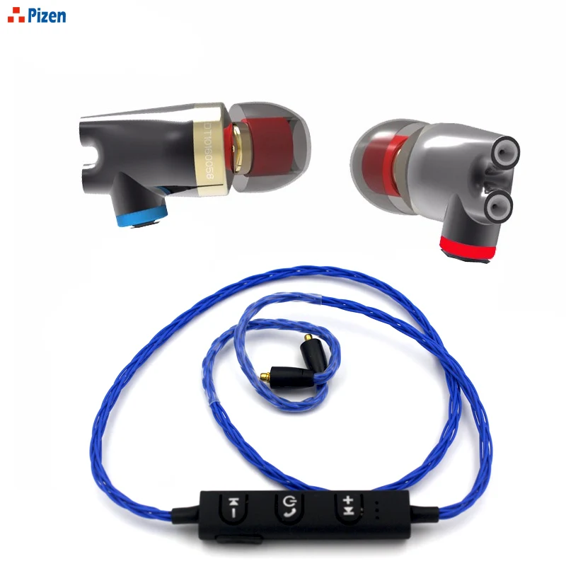 

PIZEN SENFER BT DT2 PLUS ie800 Dynamic 2BA Hybrid Drive In Ear Earphone HIFI MMCX silver bluetooth wired cable headphones