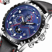 LIGE Watch Men Fashion Sport Quartz Watch Mens Watches Top Brand Luxury Waterproof Military Leather Date Clock Relogio Masculino