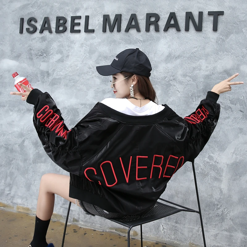 3 colors M XL 2017 spring and autumn HARAJUKU letter embroidery loose