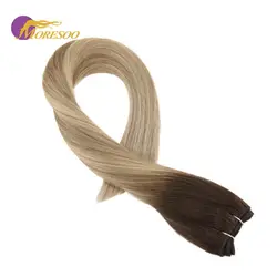 Moresoo Реми бразильский пряди человеческих волос для наращивания красочные коричневый #3 выцветания до #8 выделен с #22 шить в утка пучки волос