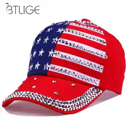 Бейсбольная кепка с флагом США для мужчин и женщин, круглая Кепка унисекс со стразами и заклепками, регулируемая Толстовка в Рэп стиле рок