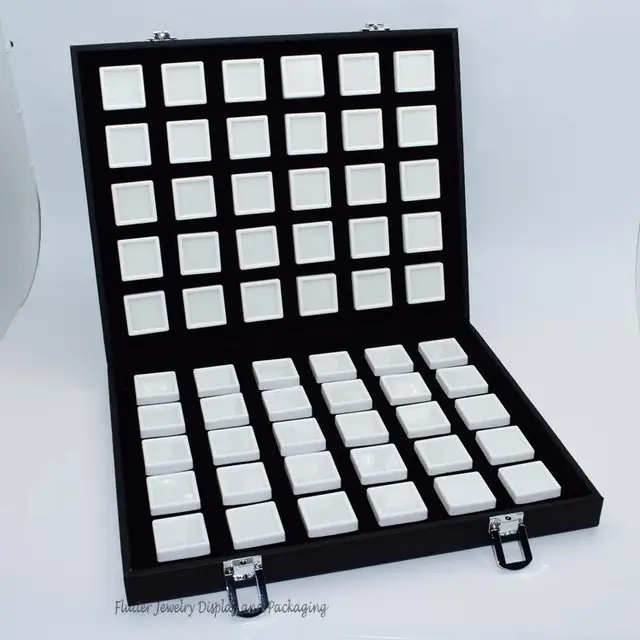 Superior Leatherette Gem Storage Box Diamond Display Case Portable Superior Leatherette Gem Storage Box Diamond Display Case Portable Travel Jewelry Tray With 60pcs 3