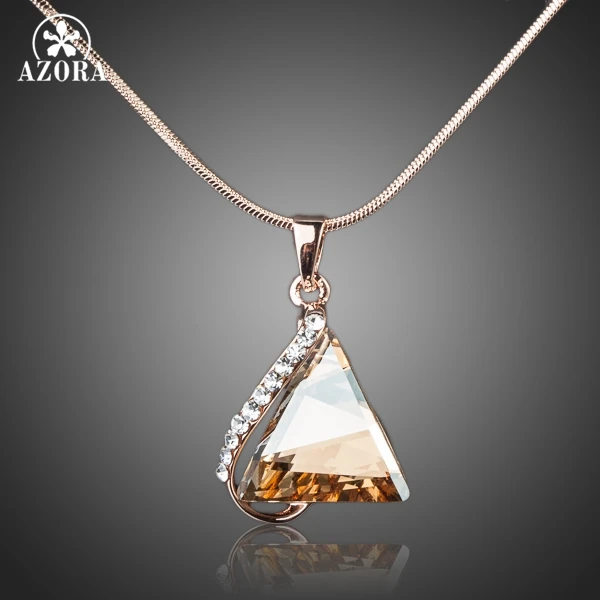 Женское колье из розового золота с фианитами|necklace a|pendant necklacetriangle pendant |
