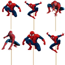 24 шт./лот, супергерой, Человек-паук, топпер для кексов, Детские вечерние украшения для мальчиков, детские украшения на день рождения