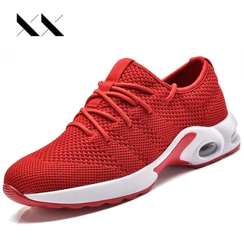 

Air Mesh Breathable Men Running Shoes Lace Up Outdoor Sports Jogging Walking Shoes Cushion Sneakers Athletic Mens Trainers Red