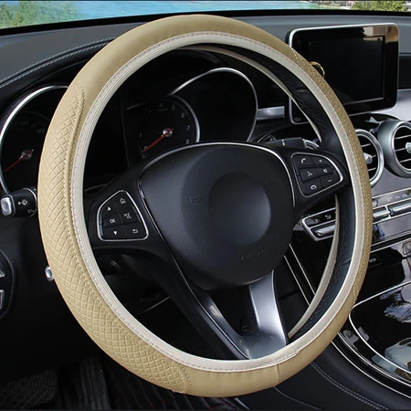 Модный 6 цветов Чехол рулевого колеса автомобиля Volant искусственная кожа оплетка на руль Funda Volante Авто Стайлинг - Название цвета: Beige