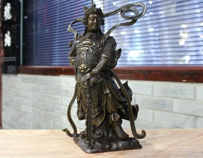 

16"China Pure Bronze Veda Wei Tuo WeiTuo warrior Buddhism Tutelary Deity Statue
