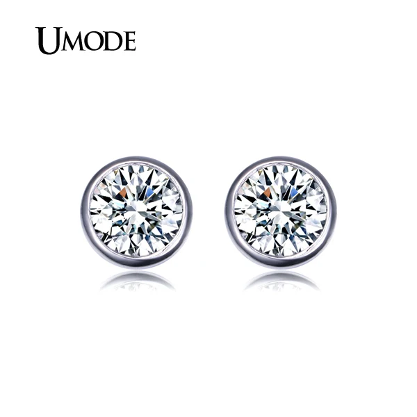 

UMODE Brand Design Popular 1 carat Simple Round AAA+ Cubic Zirconia Stud Earrings Elegant jewelry for women UE0092