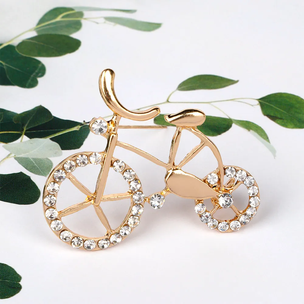

Elegance Gold Rhinestone Bike Shape Men Women Unisex Twinkle Brooch Pins Jewelry Gift 2019 New Arrival 1pcs