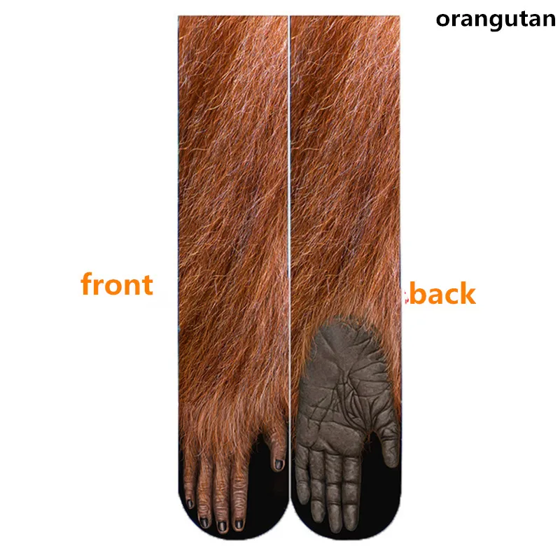 Носки для мальчиков и девочек короткие носки с 3D принтом животных ножка копыта животных Тигр собака кошка динозавр Гепард коготь моделирование детские носки - Цвет: Оранжевый