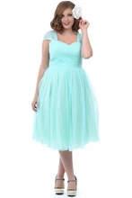 Cheap Mint Green Pink Bridesmaid Dresses Plus Size 2017 Cap Sleeves Tea Length Tulle Custom Made Maid of hornor 971455