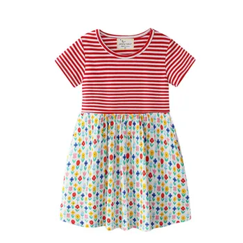 

Jumping Meters Summer Dresses Kids Girls Flowers Tutu Princess Knitted Cotton Children's Clothes Party Baby Girls dresses