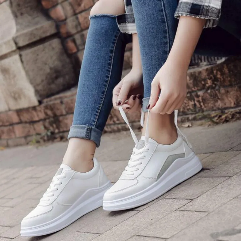 

small white shoes for female thick bottom 2019 autumn new casual vulcanize shoe platform wedge Tenis Feminino woman sneakers