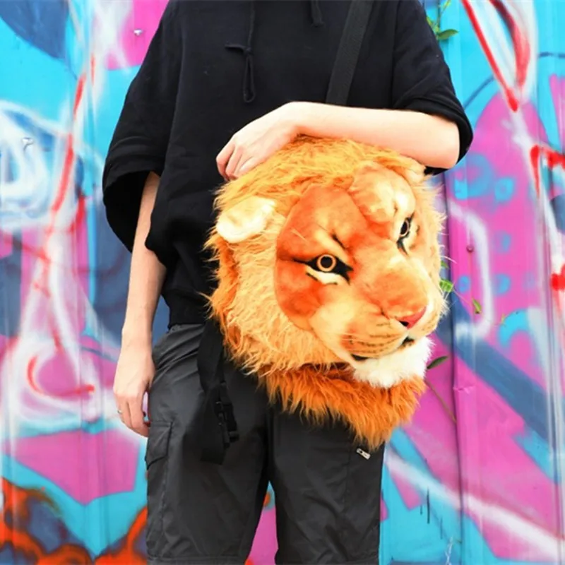 Стильный мужской рюкзак с изображением головы льва из мультфильма, рюкзак с изображением животных, школьная сумка для студентов