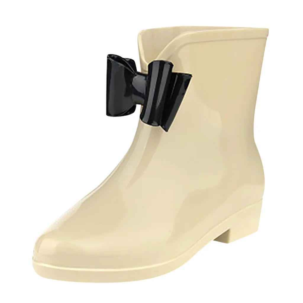 Women's Wedges Rain Boots Women Flat Heel Round Head Slip-On Boots Short Tube Rain Boots Non-slip Waterproof Water shoes woman