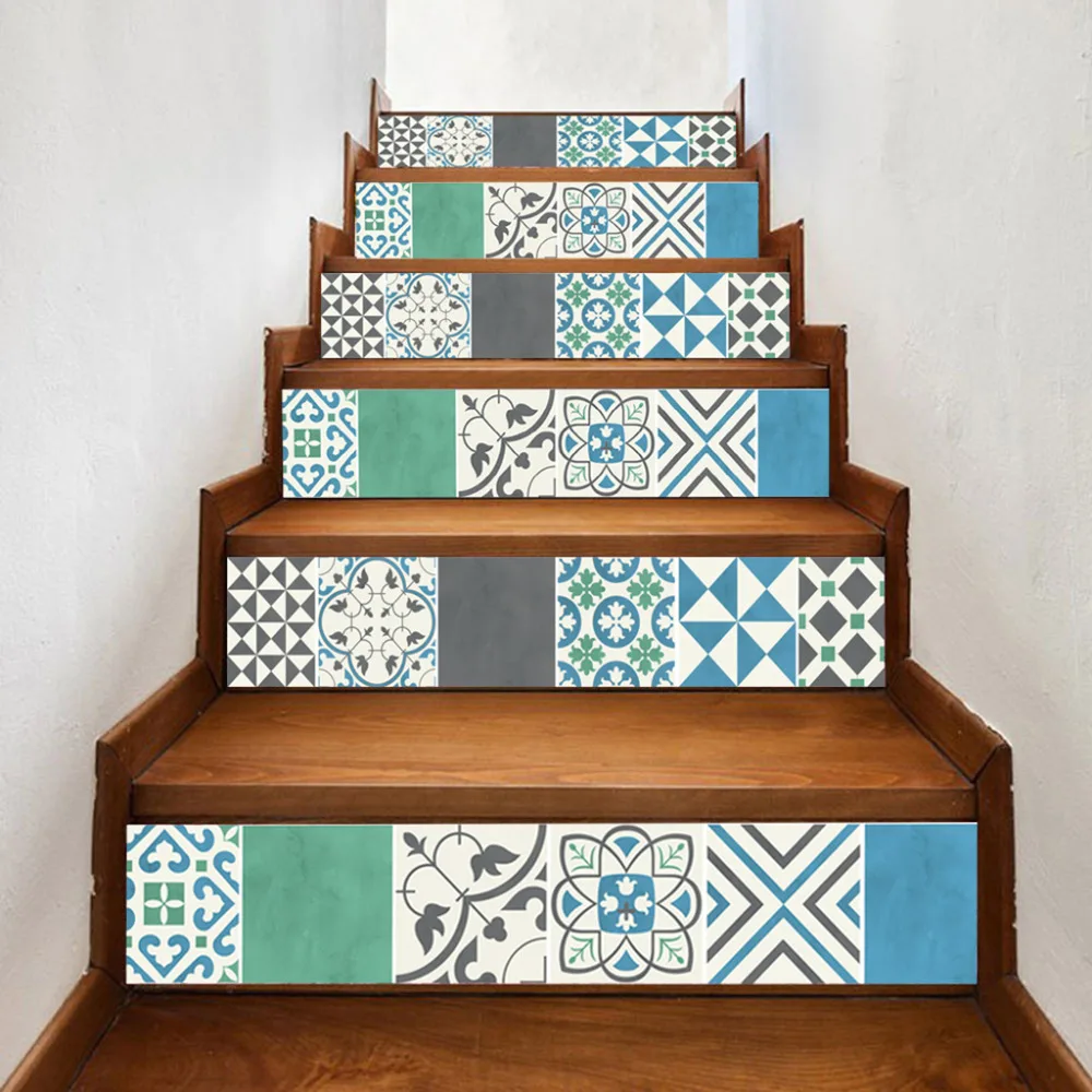 

6pcs Europe Style DIY Steps Sticker Removable Stair Stickers Tiles Mural Wallpaper Floor Sticker for Living Room Home Decor