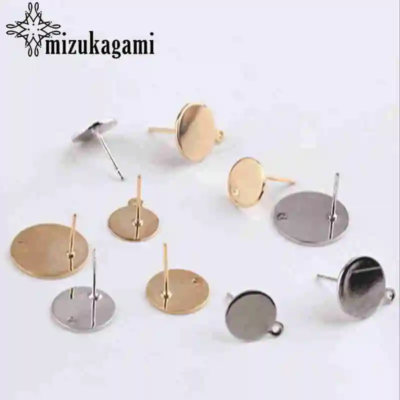 Copper Metal Simple Round Single Hole Earrings Base Connectors Linker 10pcs/lot For DIY Drop Earrings Jewelry Making Accessories