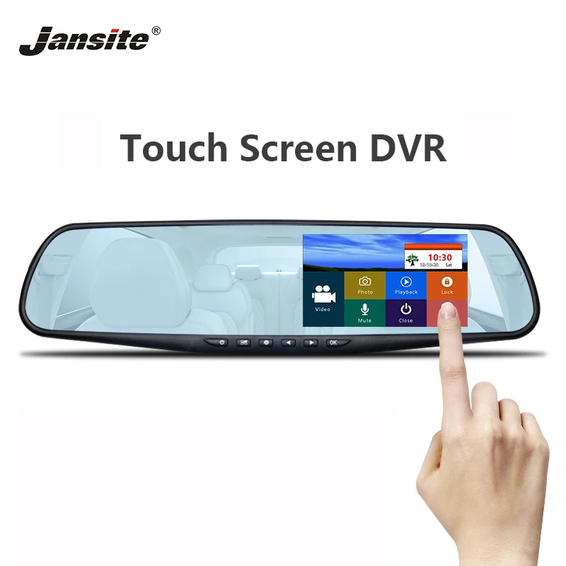 

Jansite Car DVR Dual Lens Touch Screen Car Camera Video Recorder Rearview Mirror With Rear view Dashcam Registrator night vision