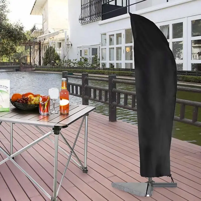 Waterproof Polyester Outdoor Banana Umbrella Cover Garden Weatherproof Patio Cantilever Parasol Rain Accessories Black | Дом и сад