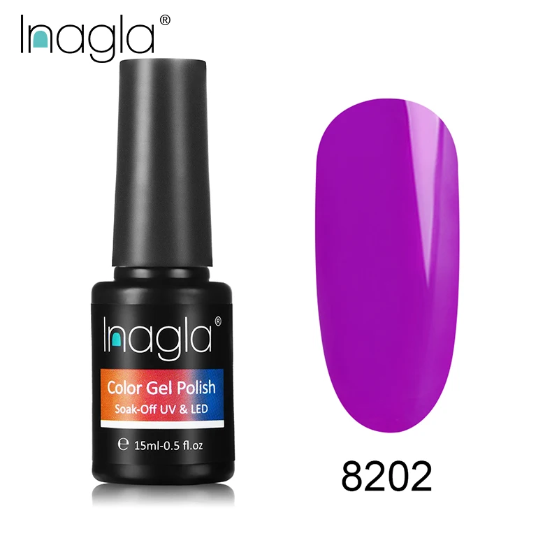 

Inagla Nai Art UV LED 15ml Fluorescent & Macaron Gel Polish Soak Off Manicure Varnish Top Base Coat 32 Pure Colors