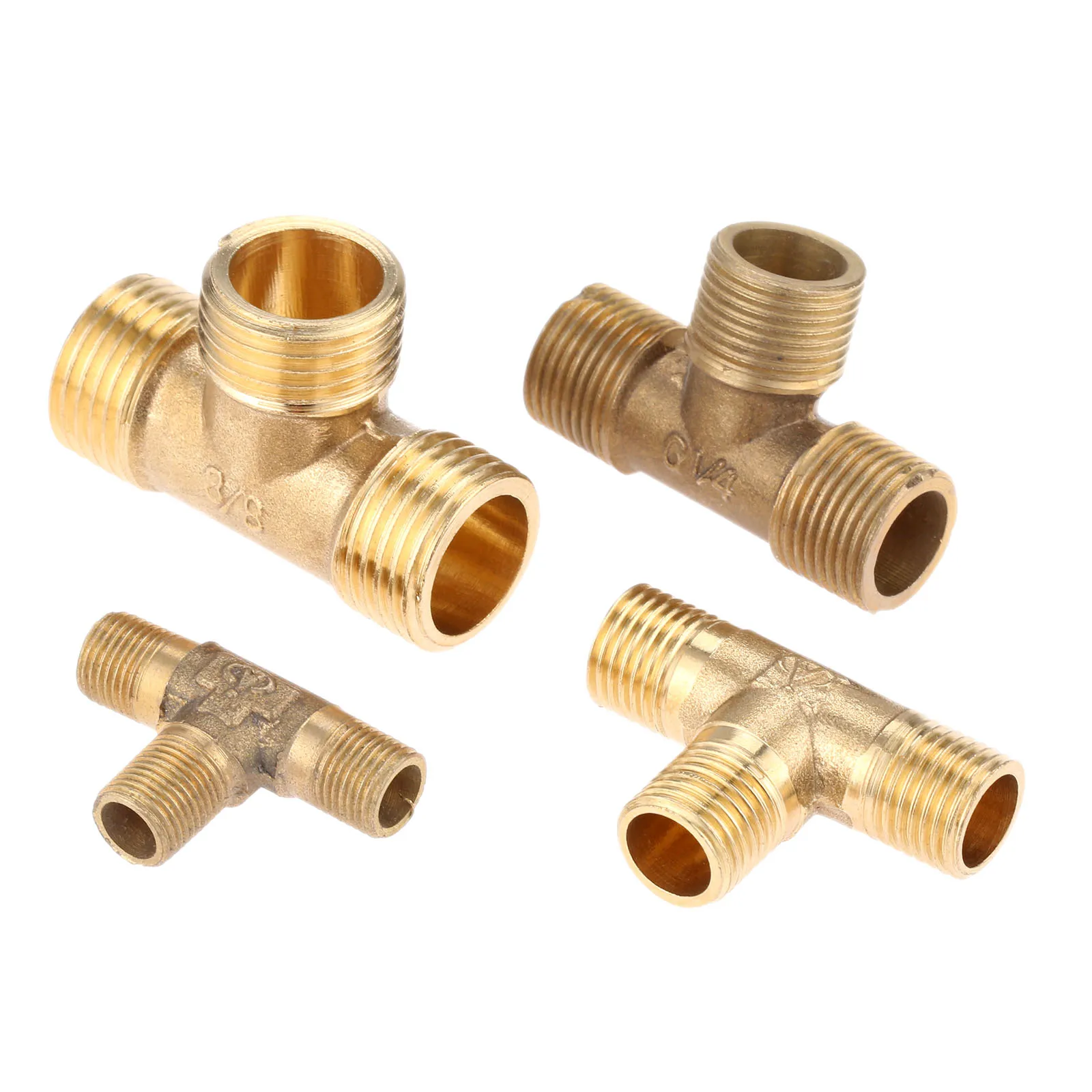 1/8" 1/4" 3/8" 1/2" Brass Fitting Connector Male Thread 3 Way Pipe Fitting Adapter Coupler Connector For Water Air Tee Type
