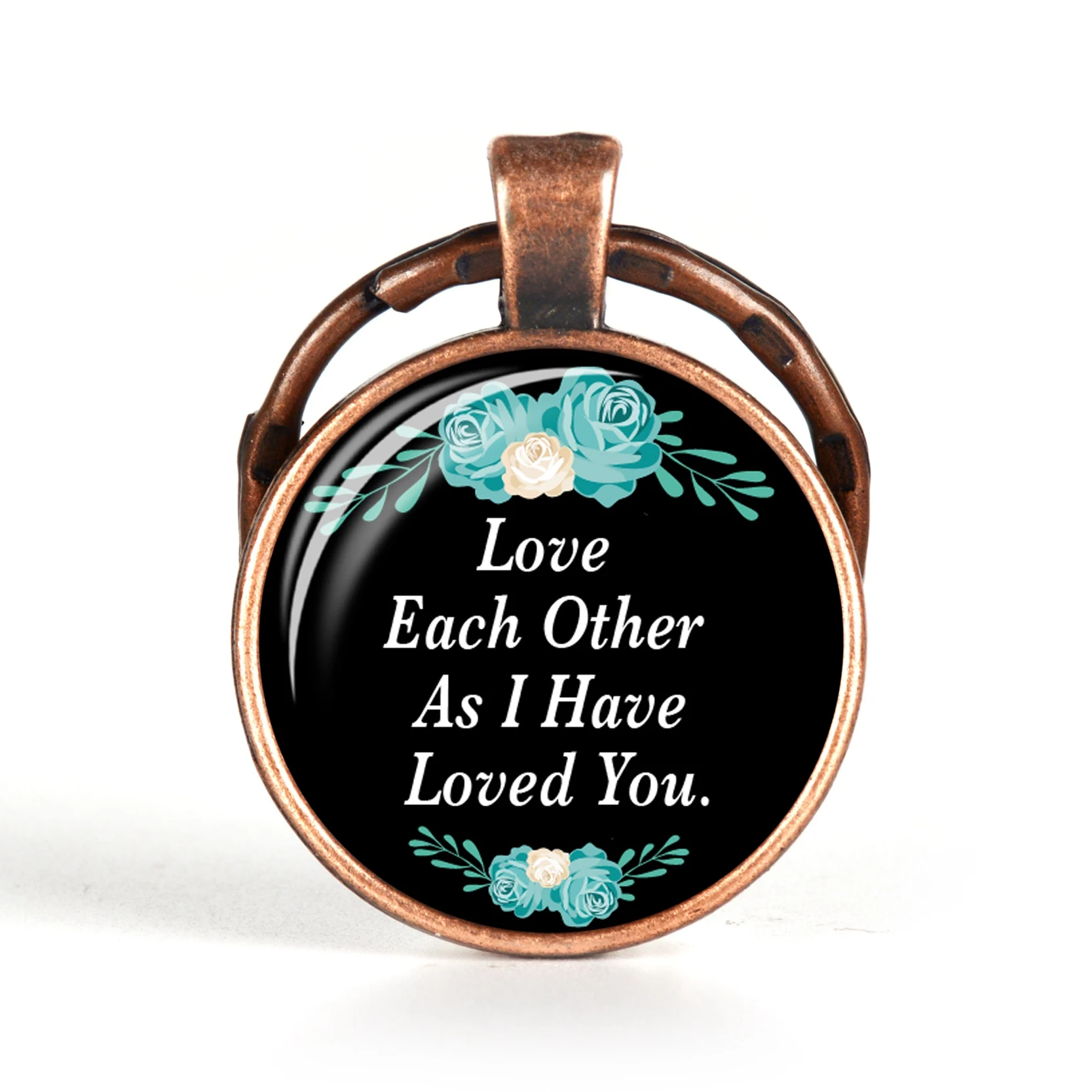 

Trust In The Lord with All Your Heart Bible Verse and Flower Key Chains Dome Glass Cabochon Key Chain Christmas Gift