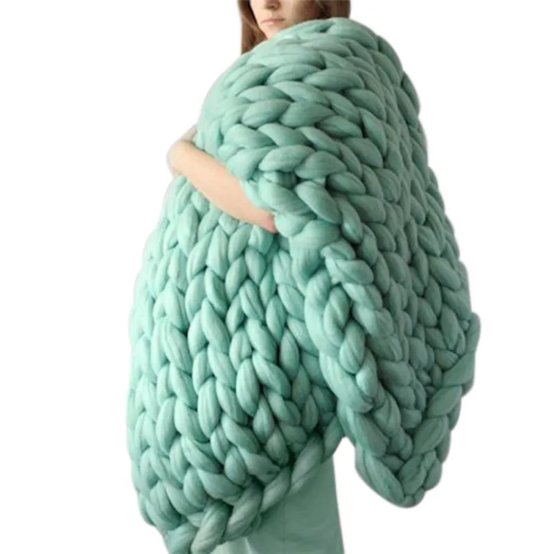 Толстое шерстяное одеяло ручной работы, мягкое теплое одеяло, Одноцветный практичный, высококачественный, прочный зимний плед - Цвет: AA