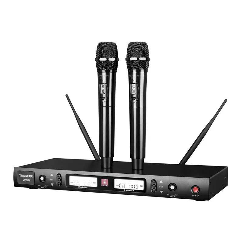 Беспроводной микрофон Takstar W80 UHF 2 канальный ЖК дисплей для караоке конференций
