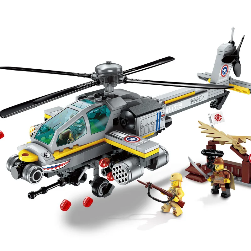 

ENLIGHTEN Military Apache's Raid Helicopter WW2 Special Forces PUBG Figures Building Blocks Sets Kids Toys Compatible Legoings