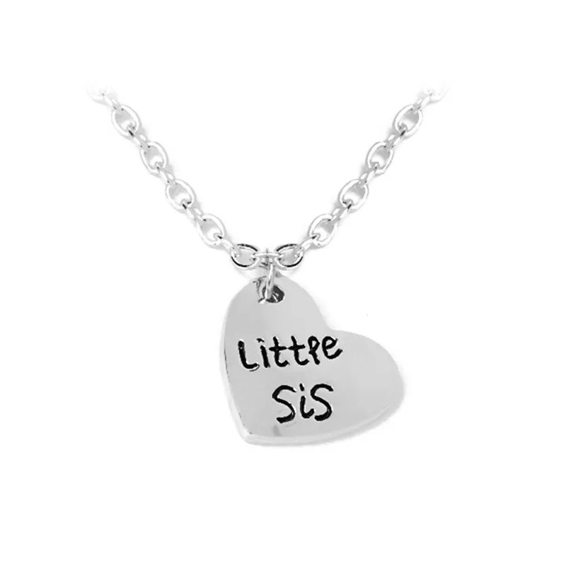 2Piece Heart Personalized Family Jewelry Sisters Gift Hand Stamped big sis middle little 2 Sister Necklace | Украшения и