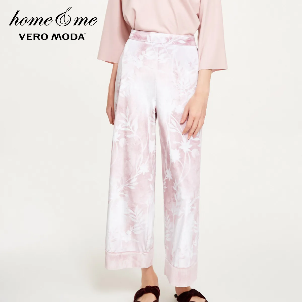 Vero Moda новые женские цветочные принты Обрезанные широкие брюки пижамы брюки | 3181P7502 - Цвет: Lt. pale ling flower
