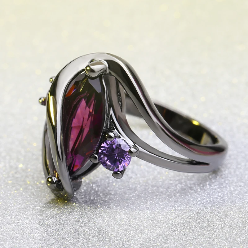 Готическое модное черное пистолетное кольцо с красным камнем с кубическим цирконием AAA кольца для женщин ювелирные изделия с кристаллами подарок anillos mujer