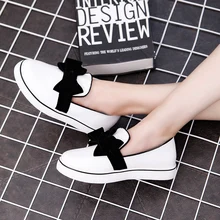 2017 Spring new arrival women flats nice bow flat heel shoes round toe casual loafers student shoes