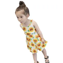 ARLONEET/летнее платье для маленьких девочек детское платье без рукавов с цветочным принтом и принтом подсолнуха для девочек от 2 до 6 лет, Прямая, 30S426