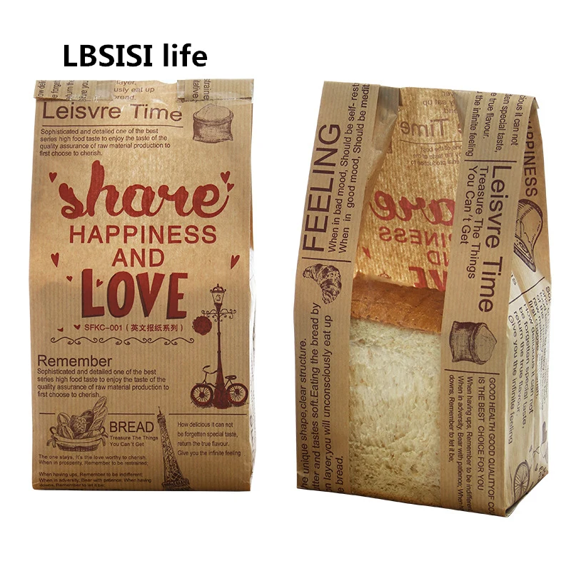 LBSISI Life крафт пакет для хлеба бумажный с окном избегайте масла тосты выпечки