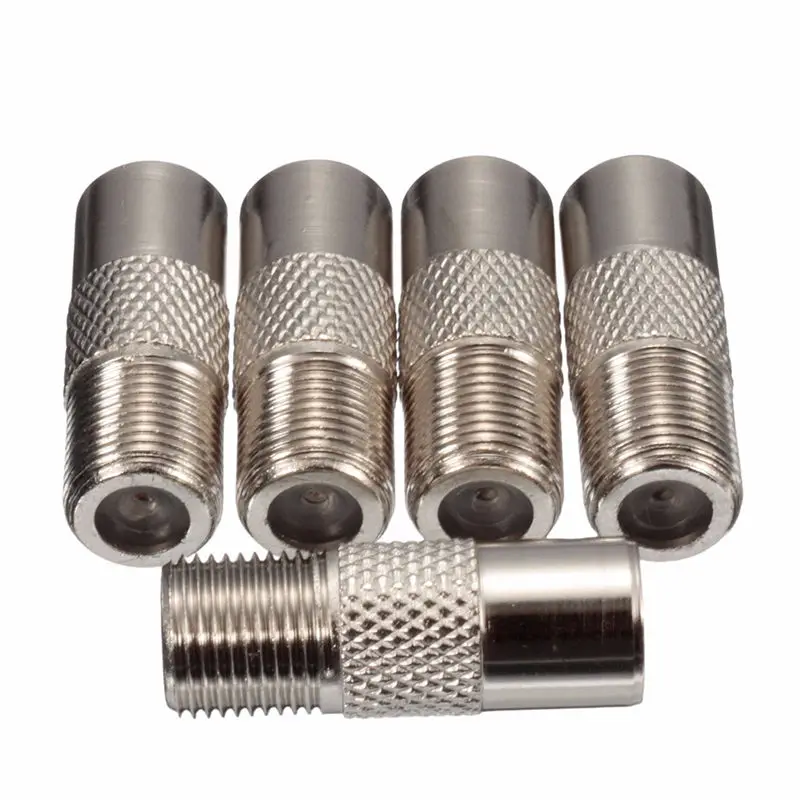 

5x A Set Aluminium Alloy F type Socket to Coax RF IEC Aerial Plug Male Adapter Twist On Connector