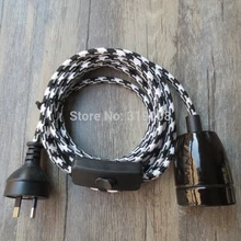 AU Plug шнур питания с выключателем E27 керамический держатель лампы 3 метра лампа с Текстильной Оплеткой наборы шнуров