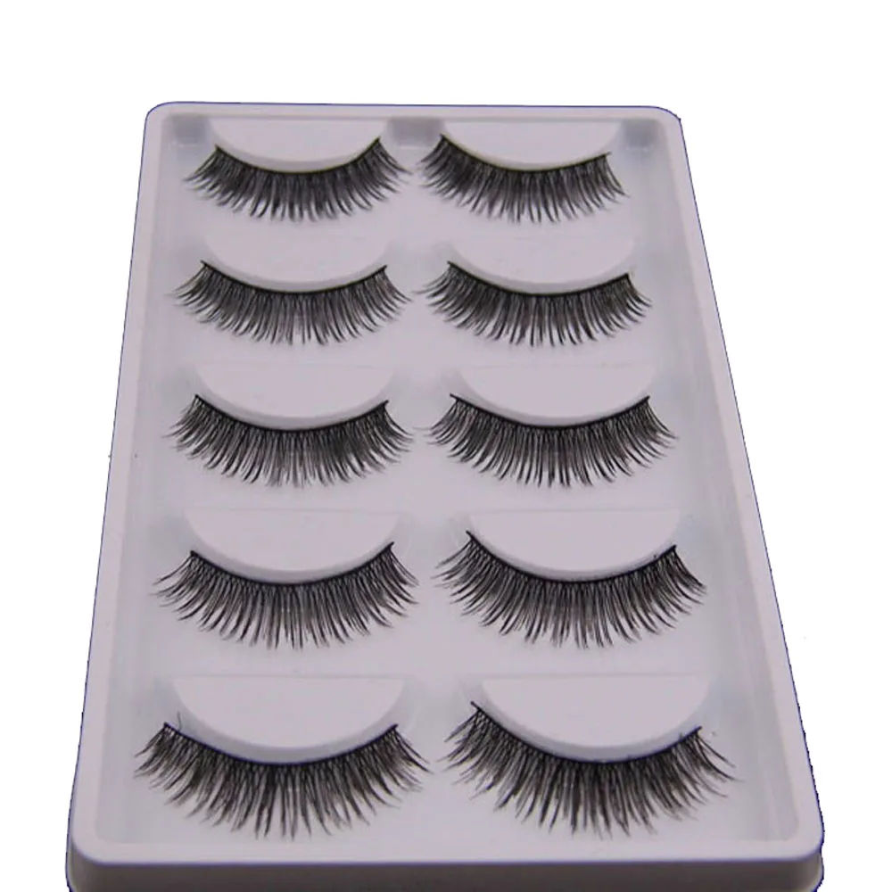 5 Pairs Fashion Natural Handmade Long False Black Eyelashes Makeup HS