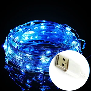 Feimefeiyou 5 м 50led 5 в USB питание открытый теплый белый/RGB медный провод Рождество Фестиваль Свадебная вечеринка украшения - Испускаемый цвет: Синий