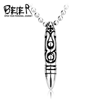 

BEIER Punk Good detail New Bullet Pendants Necklace stainless steel chain For Man And Boy gif Jewelry free shipping BP8-091